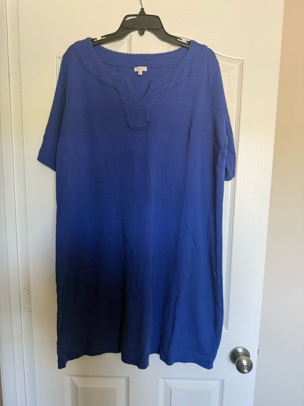 Talbots Royal Blue Knit Top with Scallop Trim